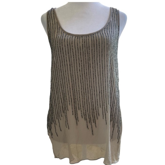 Joie Silk Caviar Intricate Beaded Tank in Color Opal/Taupe Size Small - Picture 1 of 5